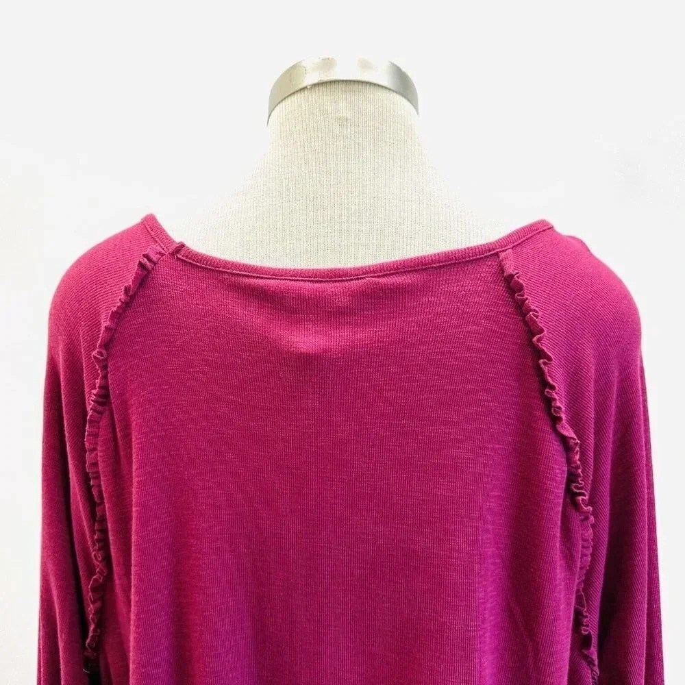 NWT LAUREN CONRAD Women Long Sleeve Pullover Round Neck Red Shirt Plus Size XXL - Picture 7 of 12